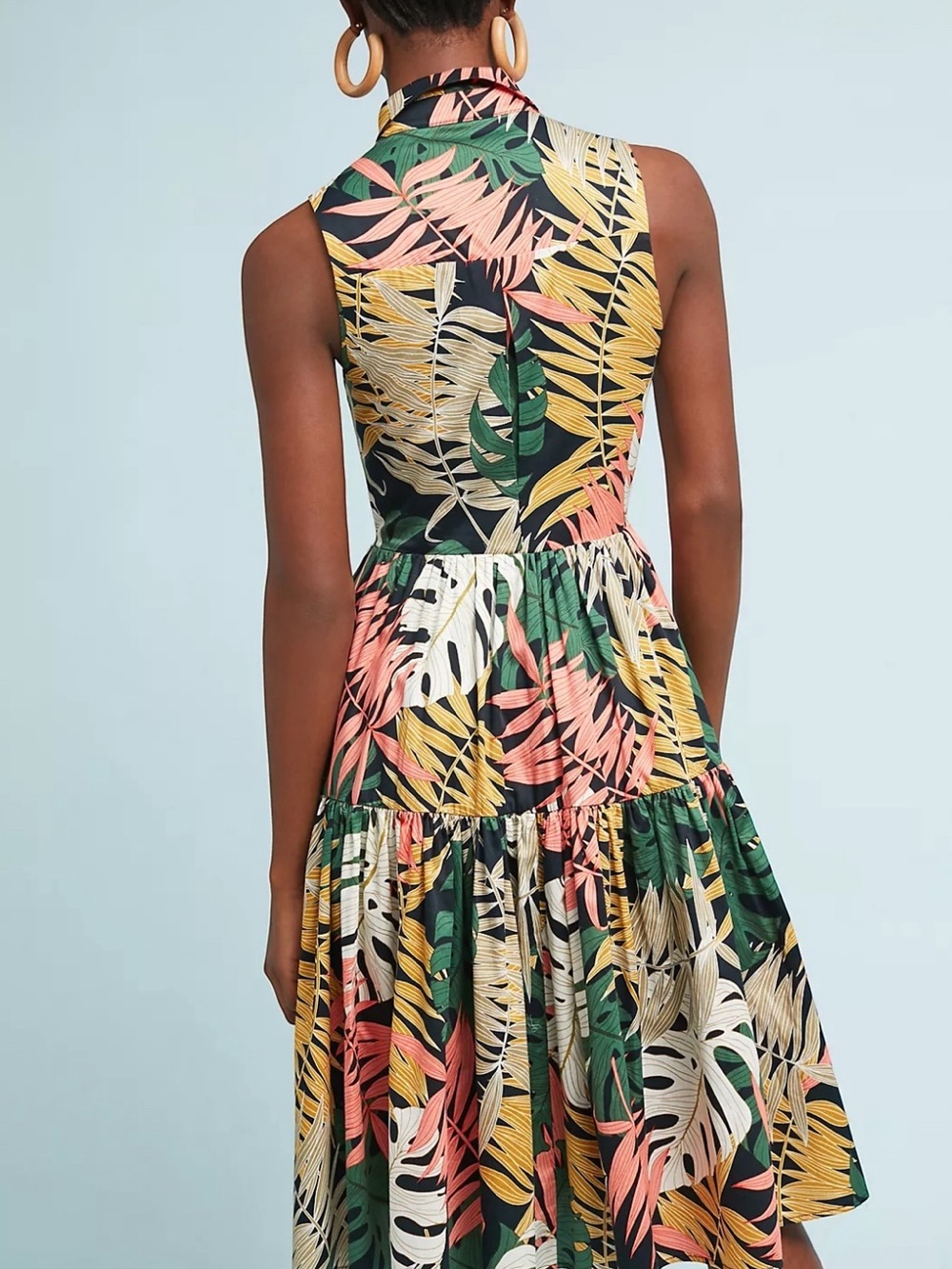 Anthropologie Eri+Ali Foliage Tropical Palm Print Dress Size M - Picture 3 of 9